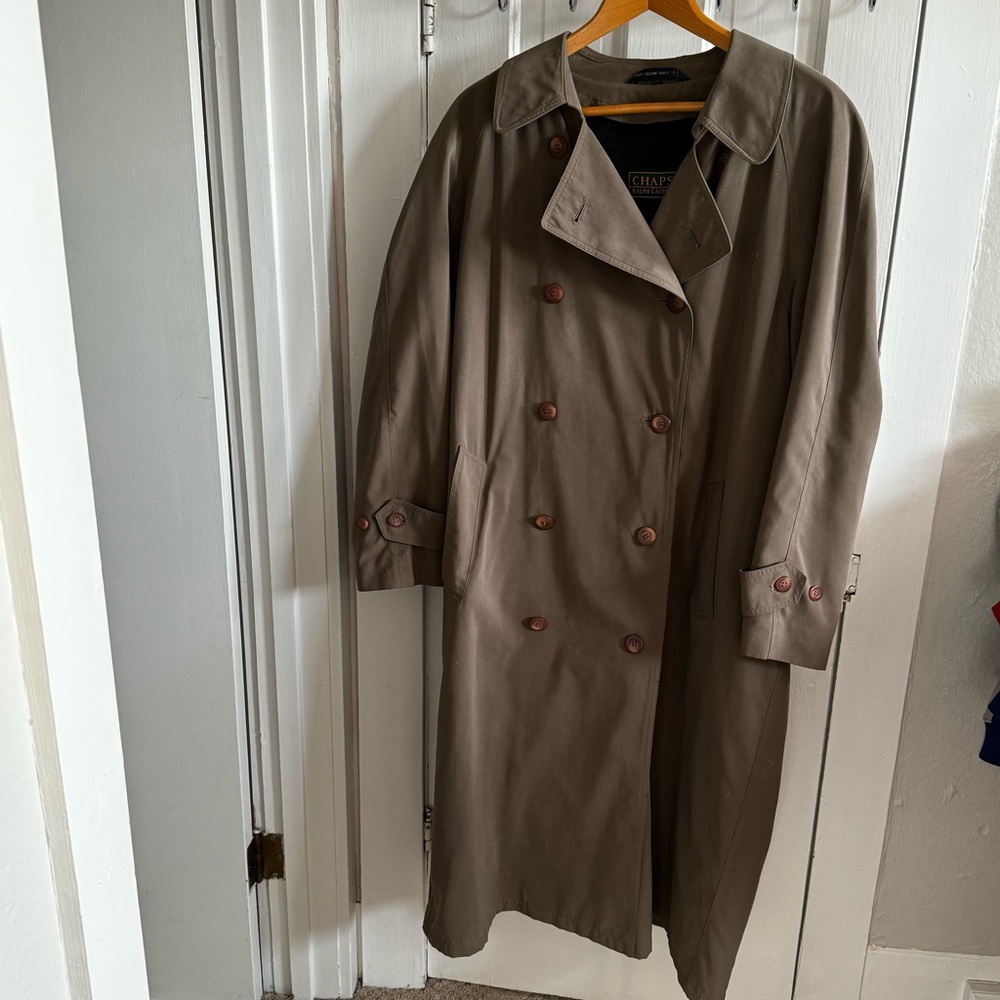 CHAPS RALPH LAUREN MEN'S MICROFIBER TRENCH COAT W REMOVABLE LINER SZ 44R
